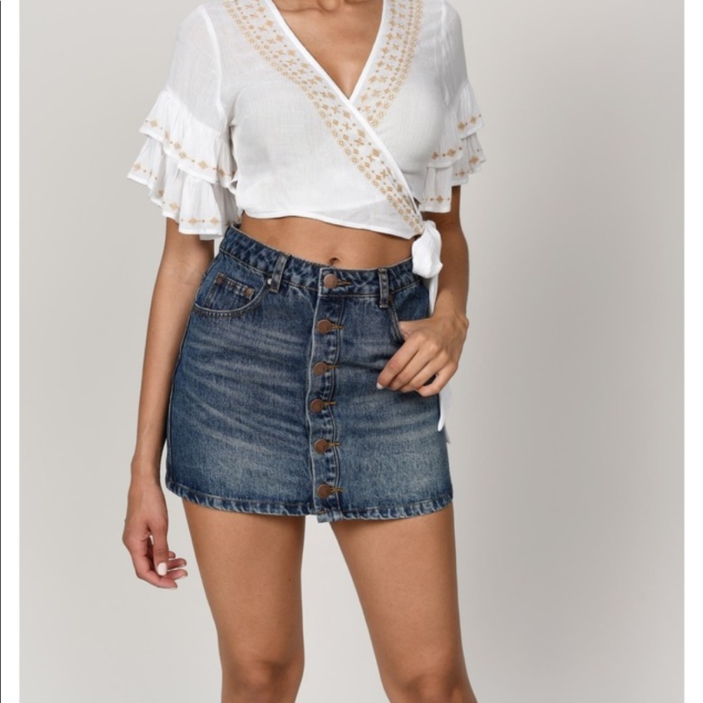 Tobi button up denim skirt